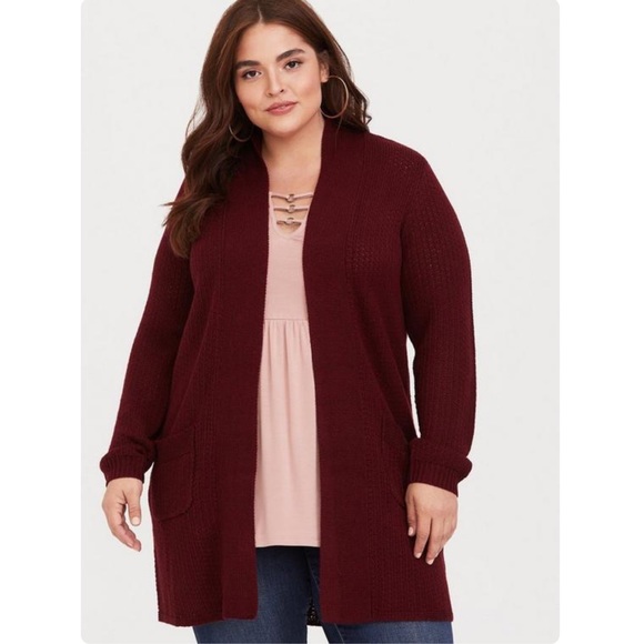 Torrid Brick Red Knit Cardigan - Picture 2 of 6